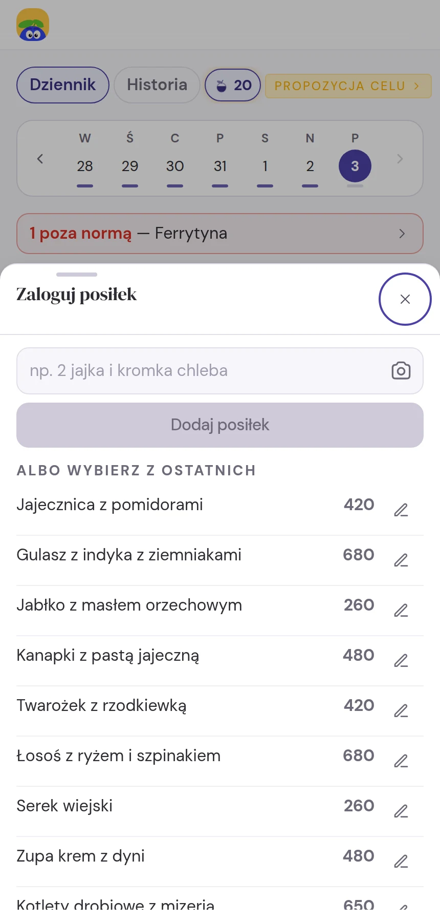 Zapis posiłku zdjęciem lub zdaniem - model liczy makro