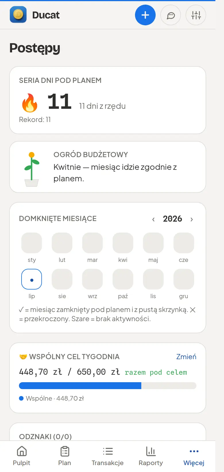 Postępy - serie i odznaki