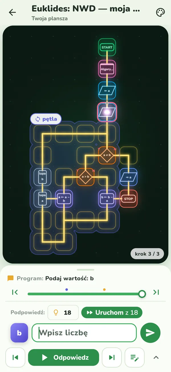 Przebieg programu na telefonie